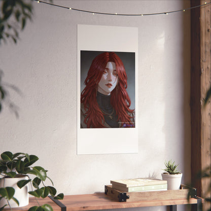 Red-Haired Muse Matte Vertical Poster — Moody Portrait Art Print
