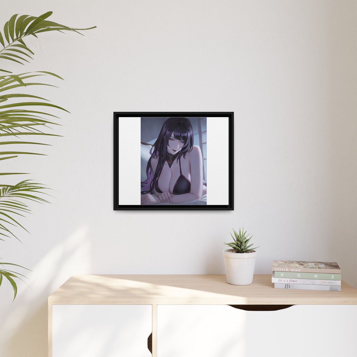 Framed Matte Canvas Print — Moody Anime Woman Portrait