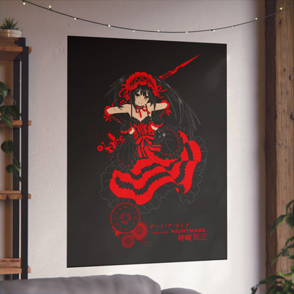 Anime Gothic Poster — Red &amp; Black Kurumi Nightcore Matte Vertical Print