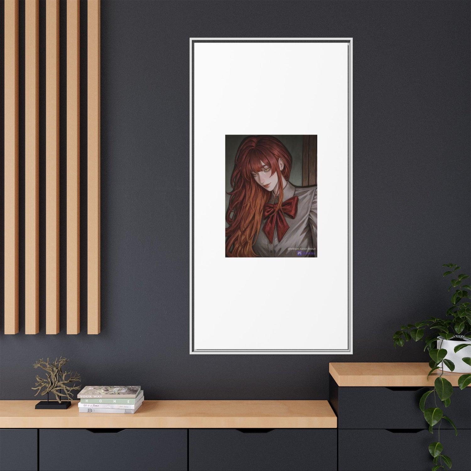 Framed Matte Canvas Print — Gothic Redhead Portrait