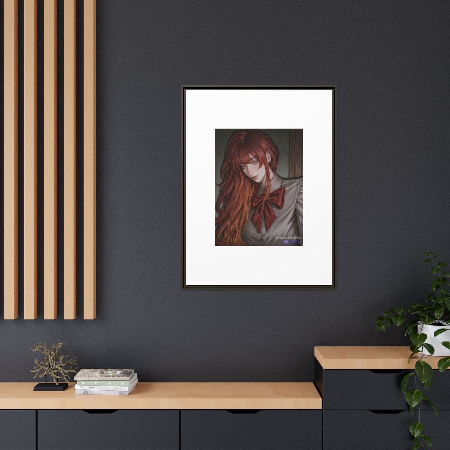Framed Matte Canvas Print — Gothic Redhead Portrait