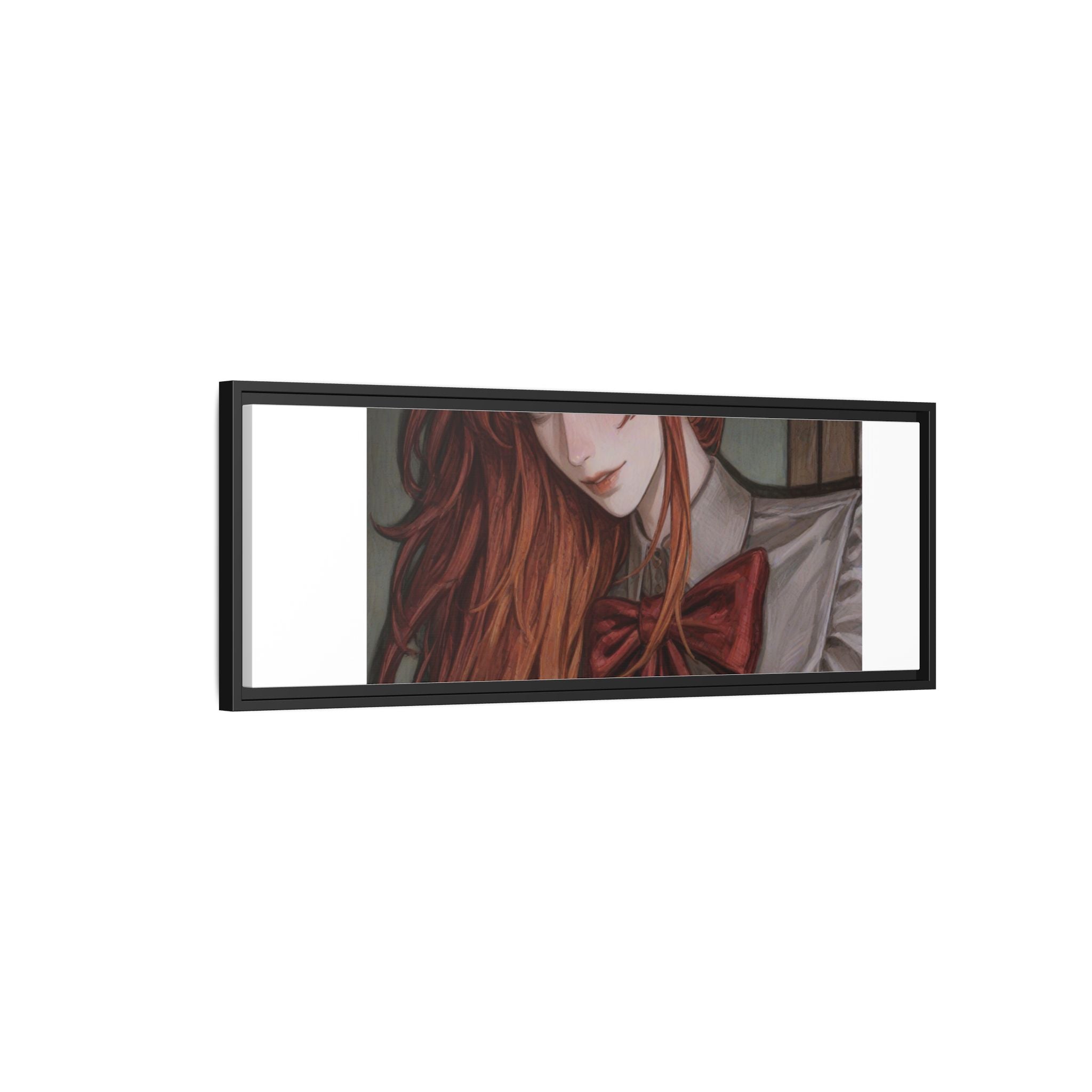 Framed Matte Canvas Print — Moody Red-Headed Anime Girl Art
