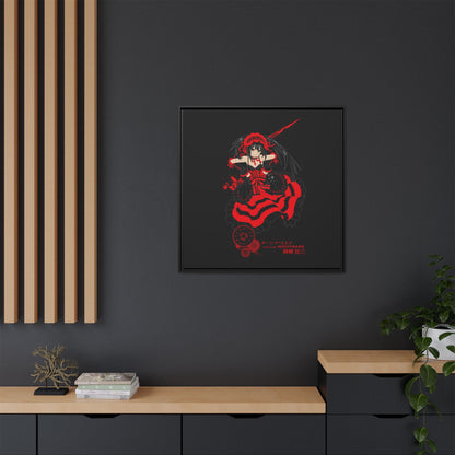 Anime Warrior Red Black Matte Canvas Print — Framed Wall Art