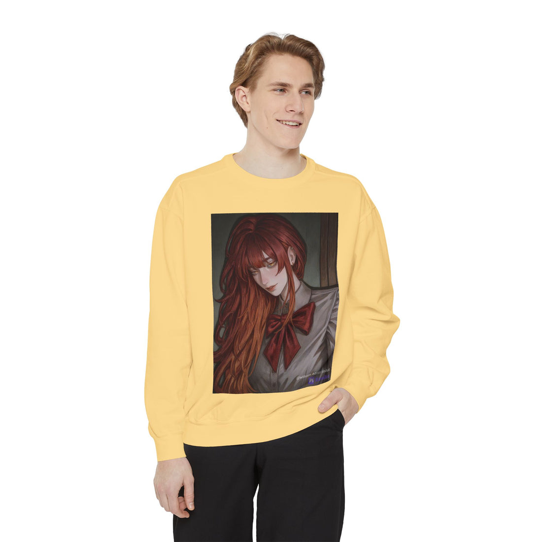 Anime Red-Headed Girl Sweatshirt — Gothic Schoolgirl Art Pullover