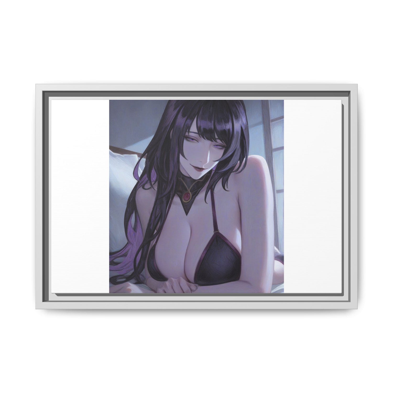 Framed Matte Canvas Print — Moody Anime Woman Portrait