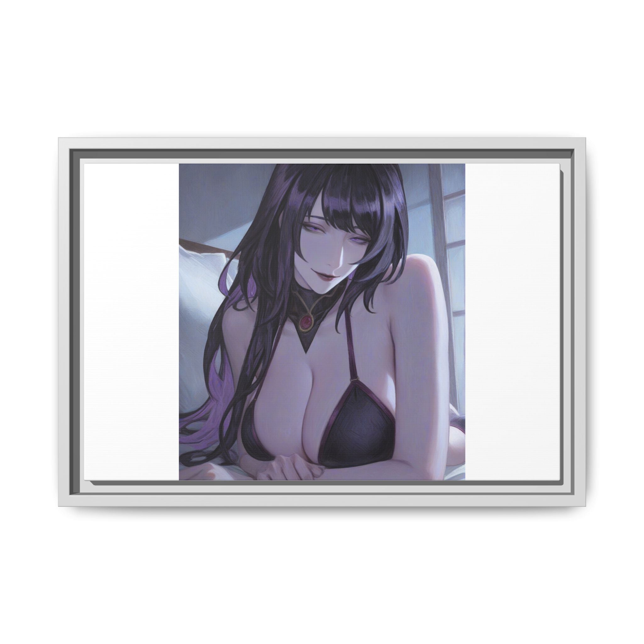 Framed Matte Canvas Print — Moody Anime Woman Portrait