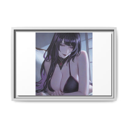 Framed Matte Canvas Print — Moody Anime Woman Portrait