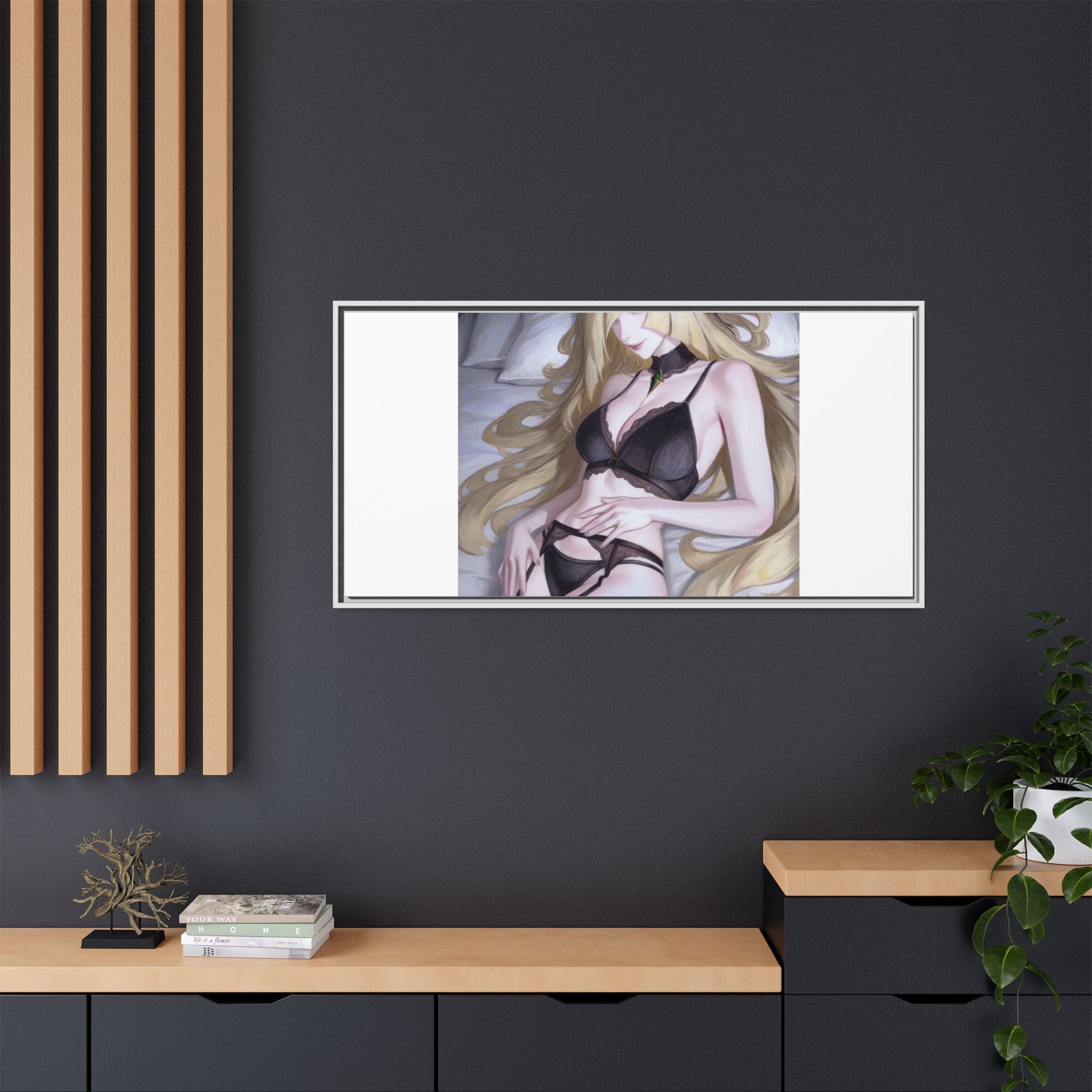 Framed Matte Canvas Print — Sleepy Blonde Anime Pinup