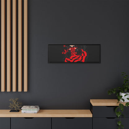 Anime Warrior Red Black Matte Canvas Print — Framed Wall Art