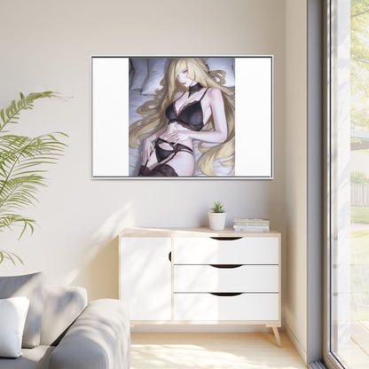 Framed Matte Canvas Print — Sleepy Blonde Anime Pinup
