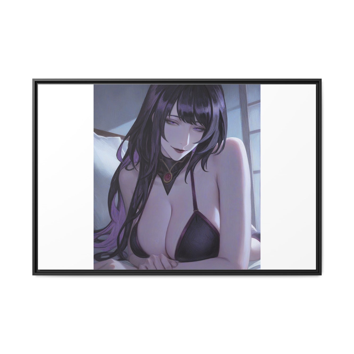 Framed Matte Canvas Print — Moody Anime Woman Portrait