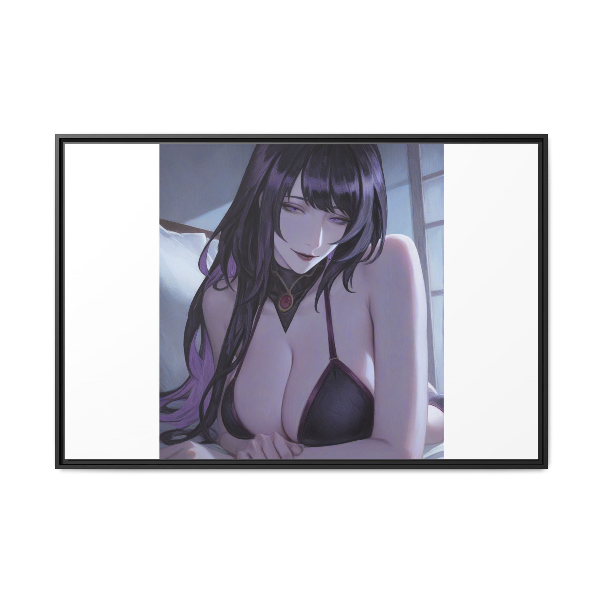 Framed Matte Canvas Print — Moody Anime Woman Portrait