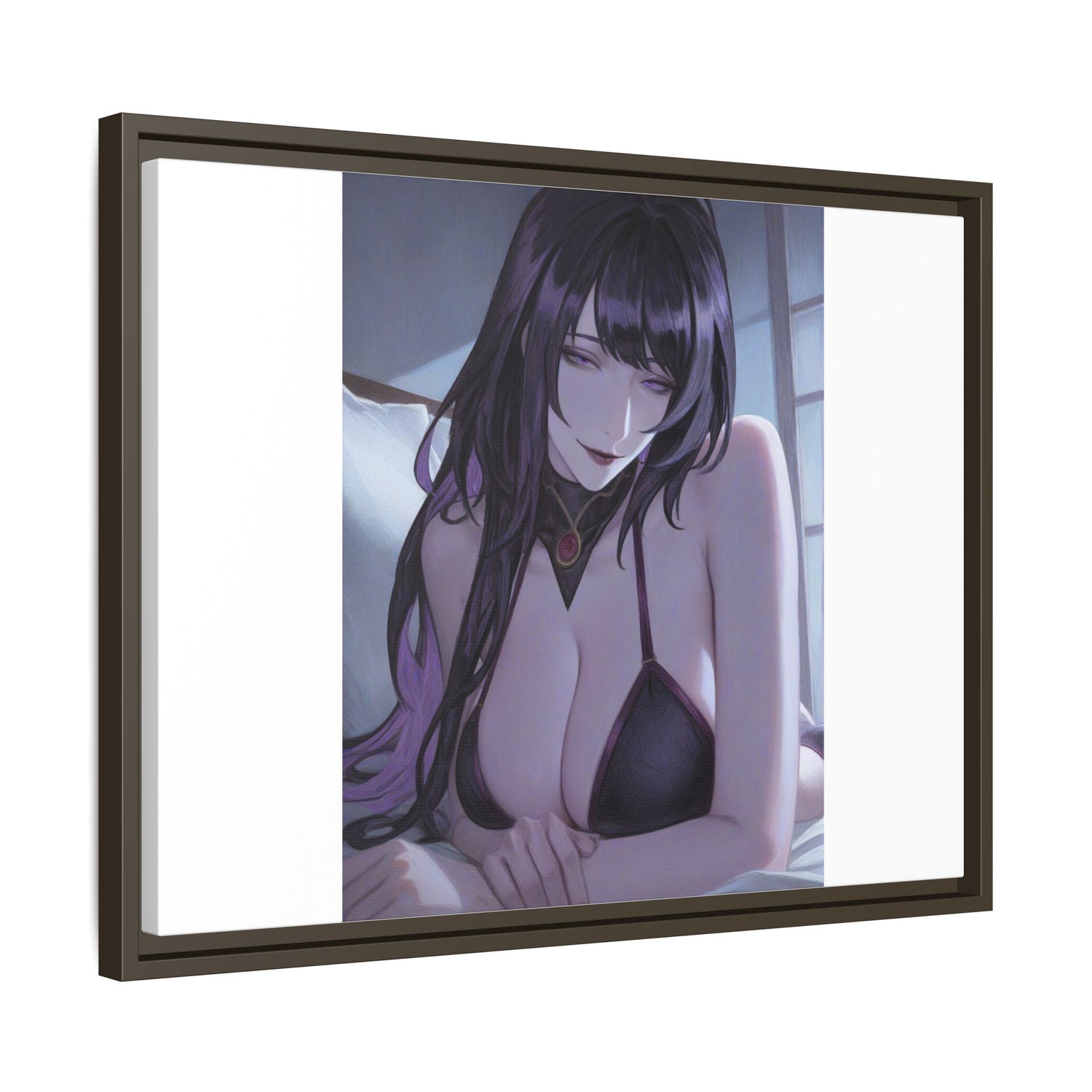 Framed Matte Canvas Print — Moody Anime Woman Portrait