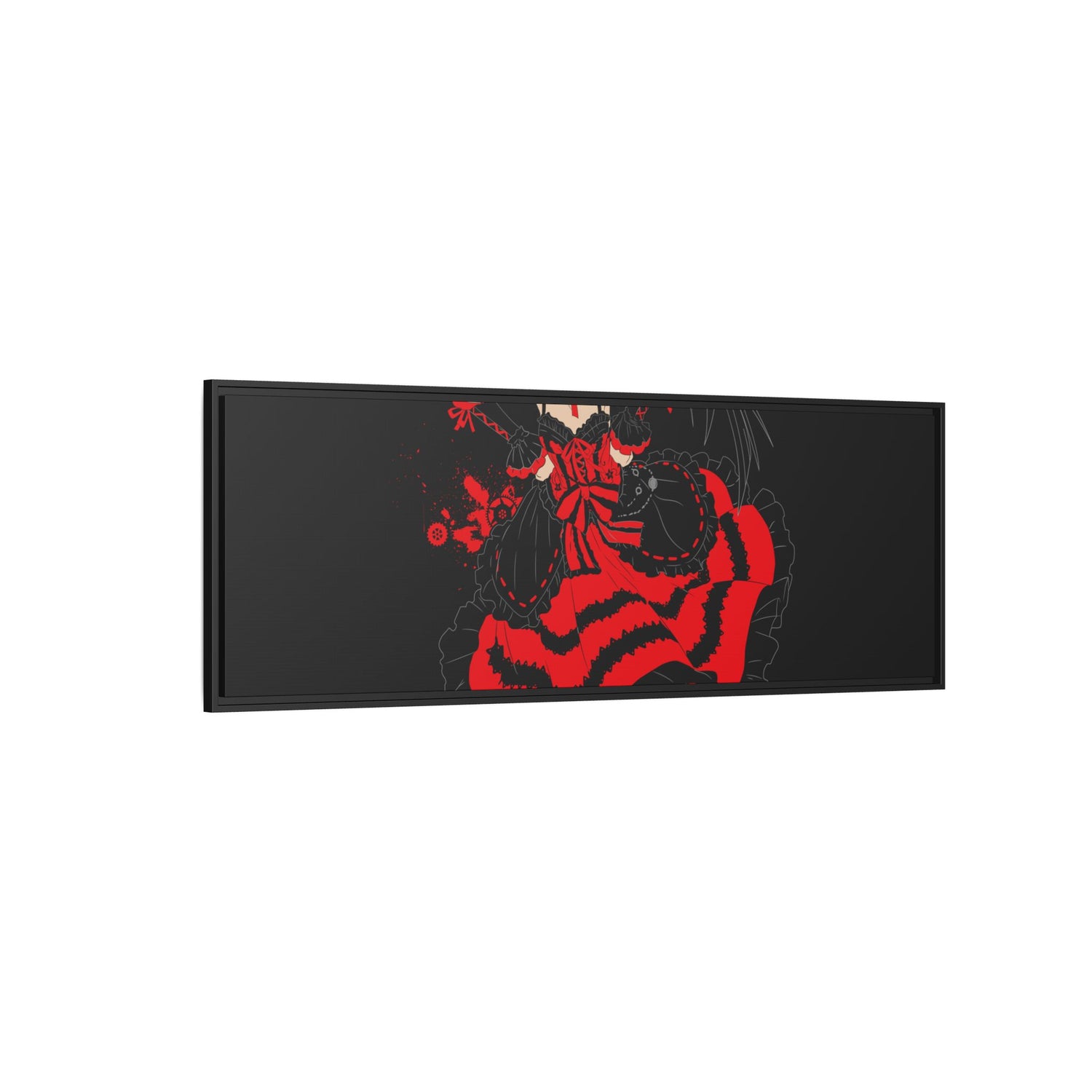 Anime Warrior Red Black Matte Canvas Print — Framed Wall Art