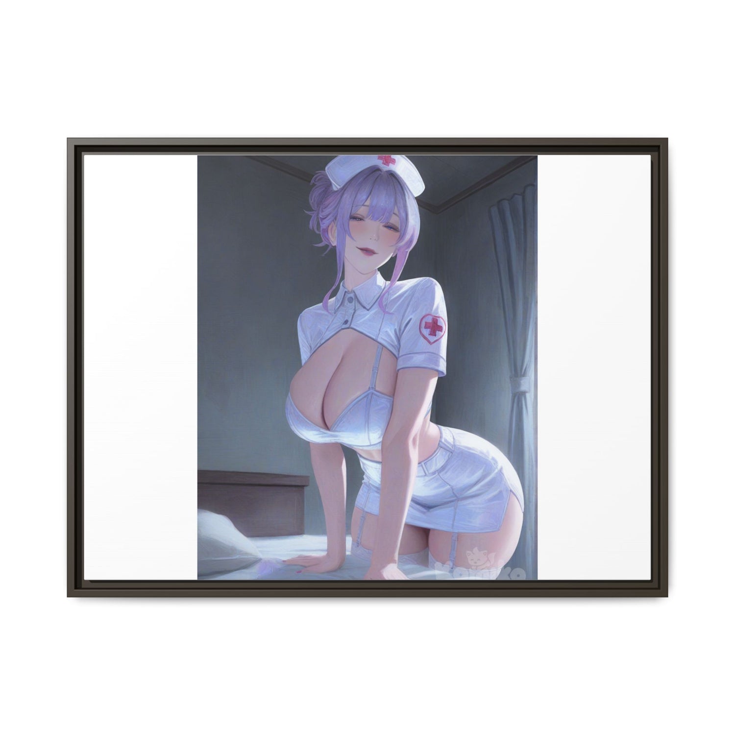 Sexy Anime Nurse Matte Canvas Print (Framed)