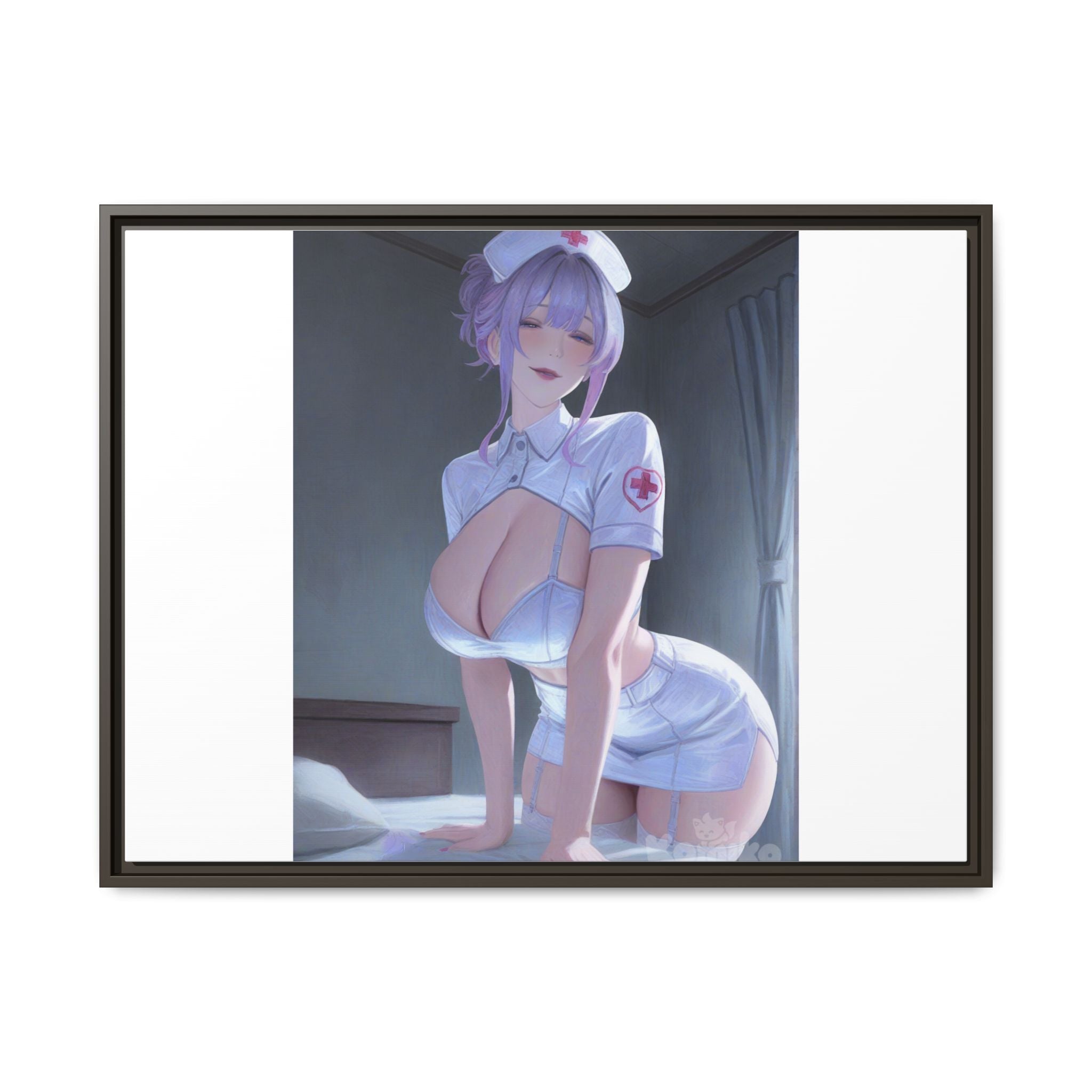 Sexy Anime Nurse Matte Canvas Print (Framed)