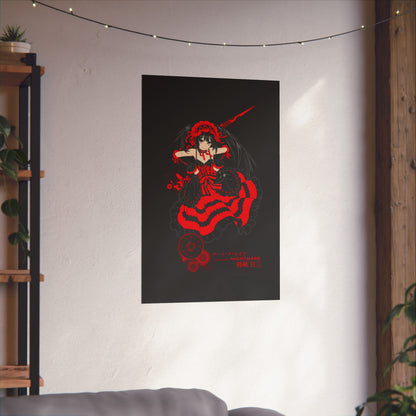 Anime Gothic Poster — Red &amp; Black Kurumi Nightcore Matte Vertical Print