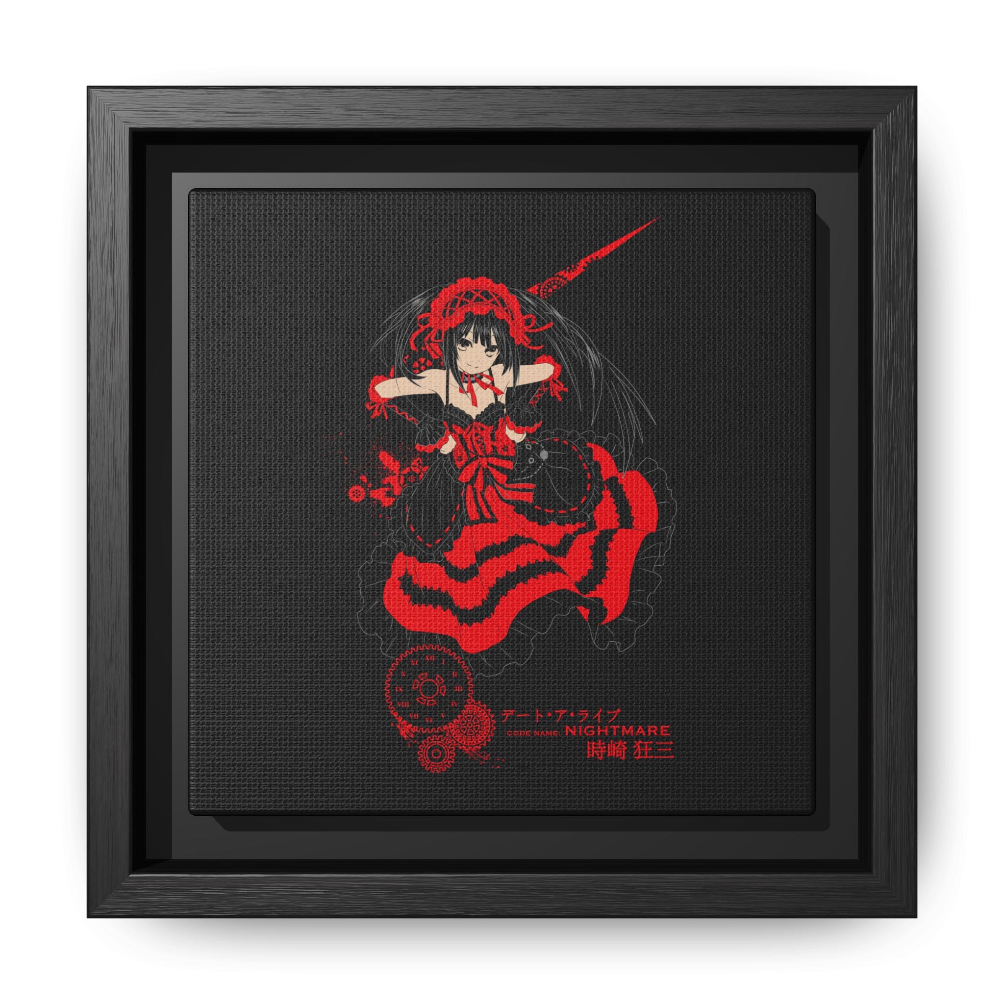 Anime Warrior Red Black Matte Canvas Print — Framed Wall Art