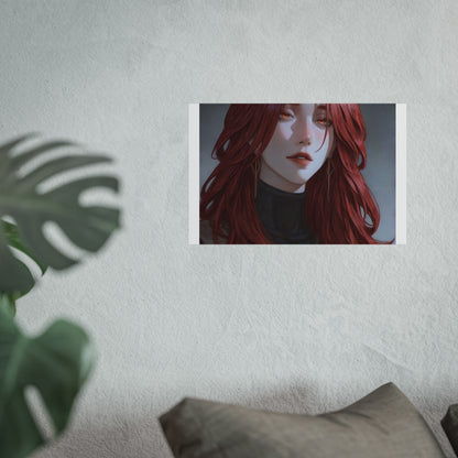Fine Art Poster — Red-Haired Gothic Portrait, Moody Decorative Wall Art
