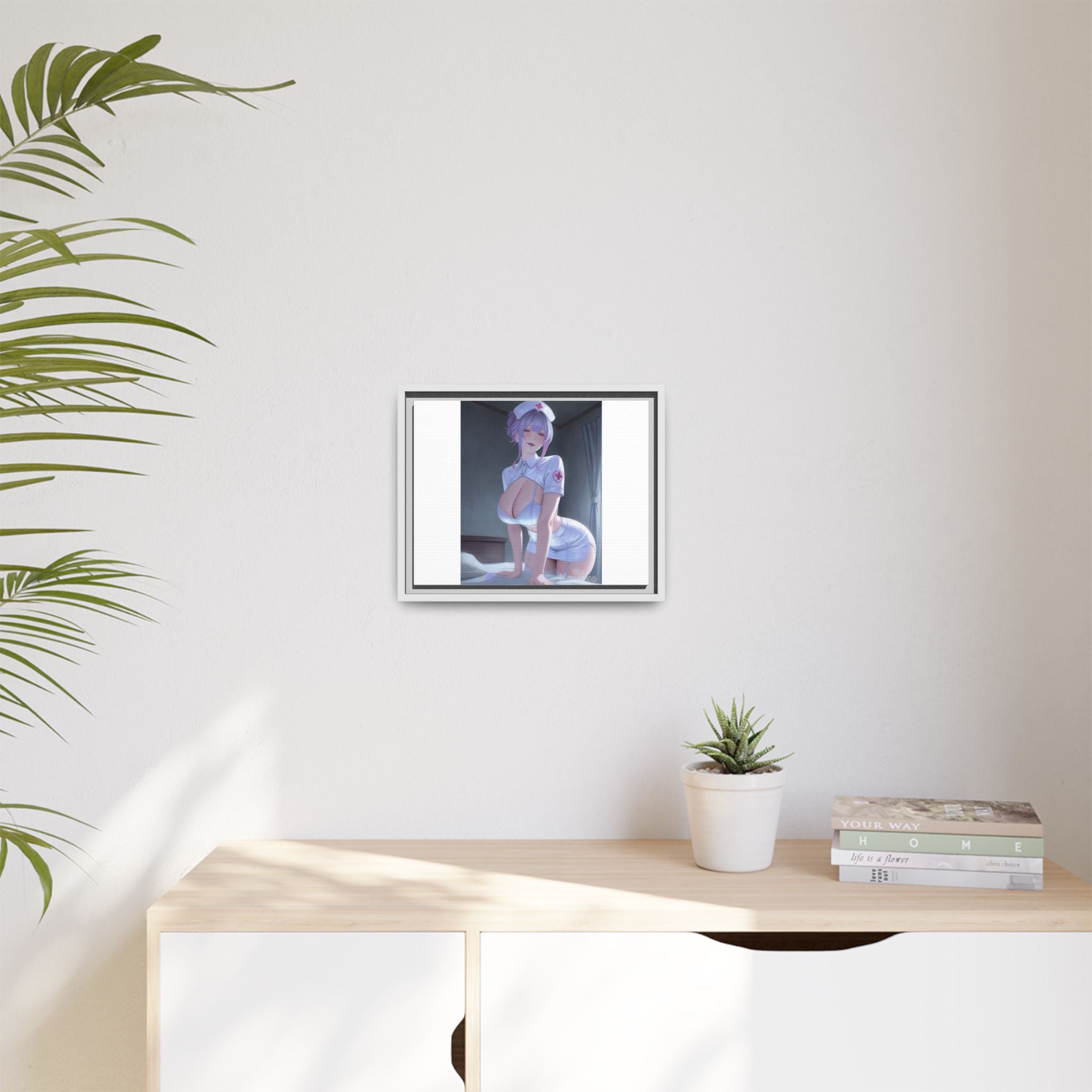 Sexy Anime Nurse Matte Canvas Print (Framed)
