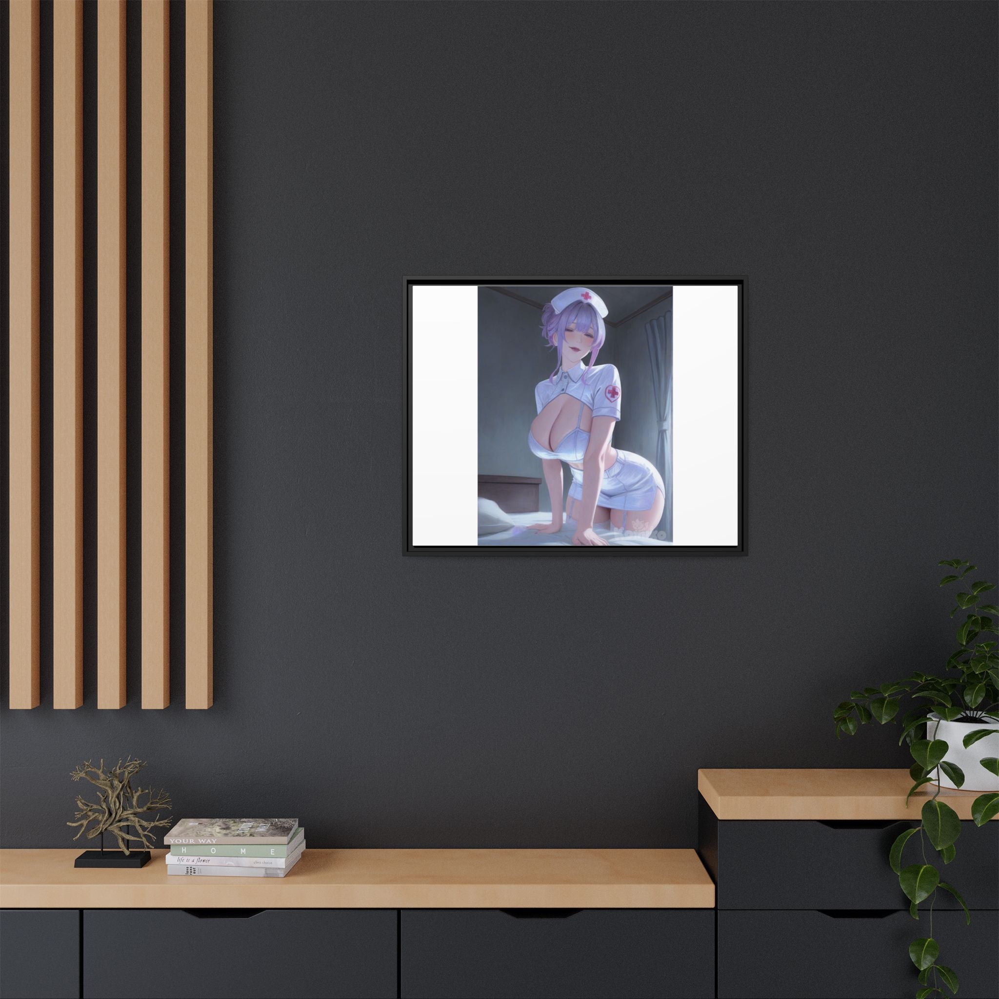Sexy Anime Nurse Matte Canvas Print (Framed)