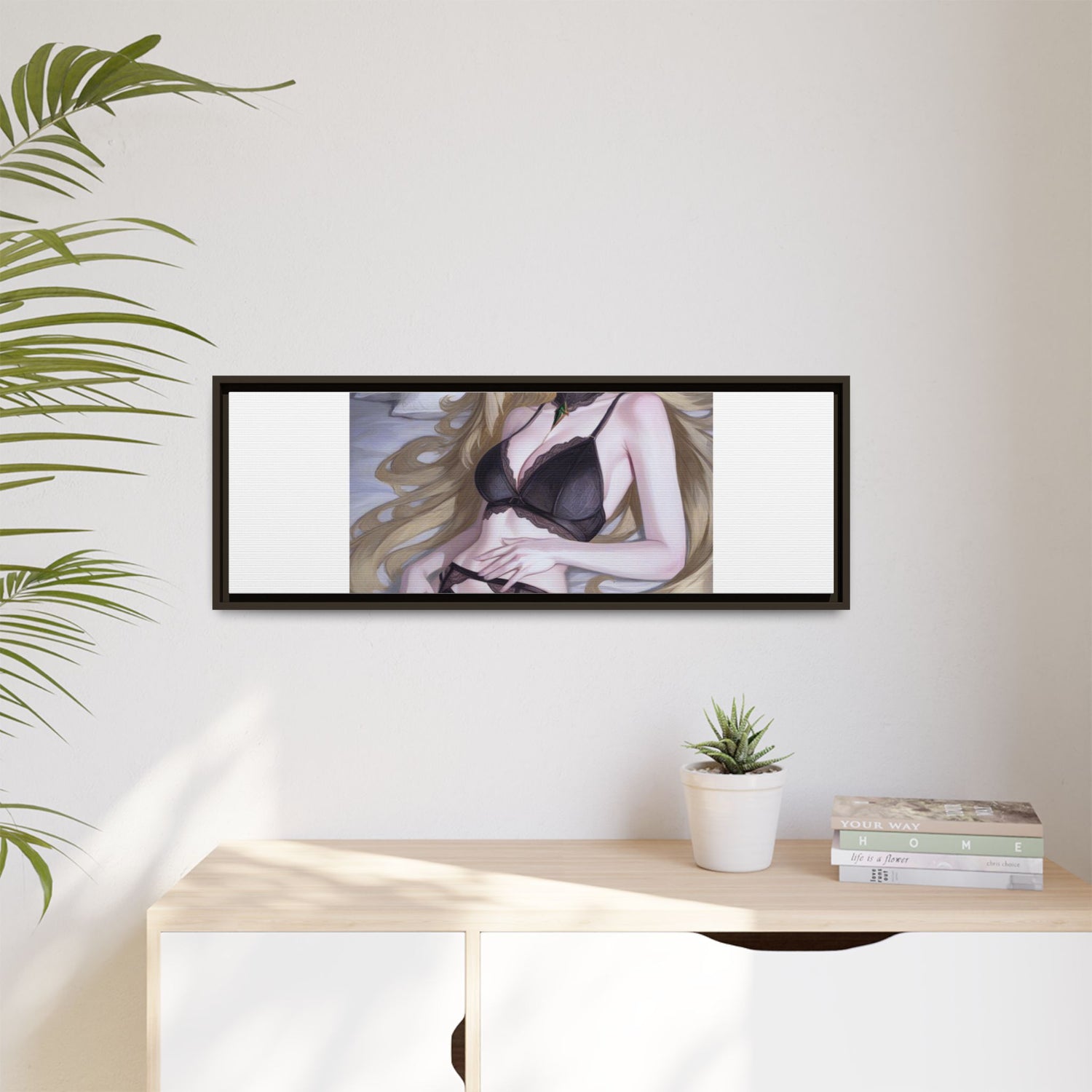 Framed Matte Canvas Print — Sleepy Blonde Anime Pinup