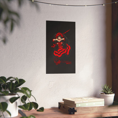 Anime Gothic Poster — Red &amp; Black Kurumi Nightcore Matte Vertical Print