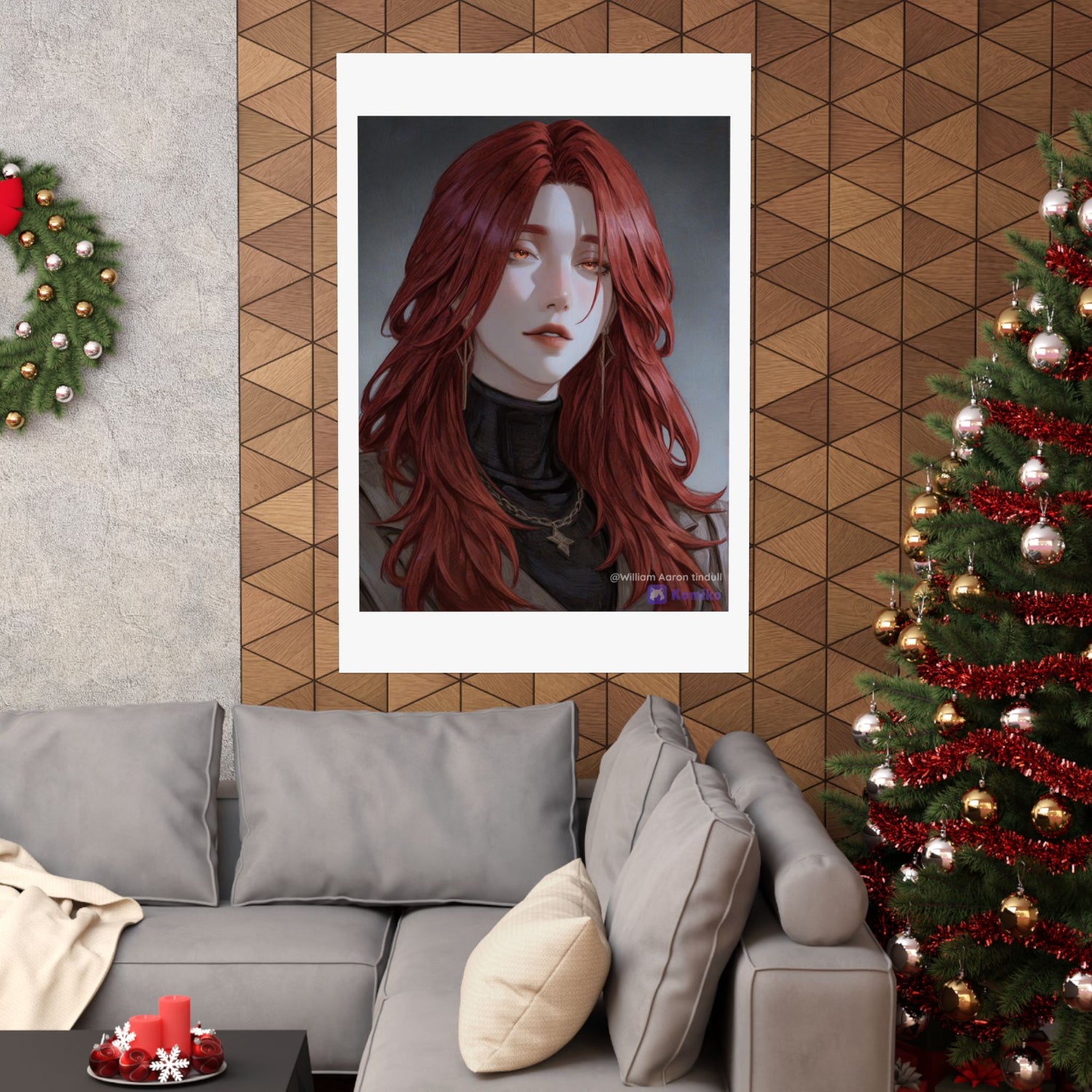 Red-Haired Muse Matte Vertical Poster — Moody Portrait Art Print