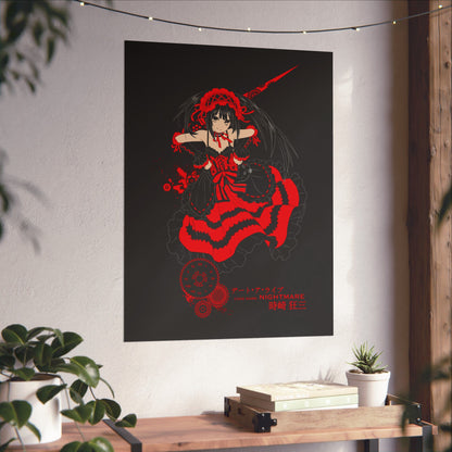 Anime Gothic Poster — Red &amp; Black Kurumi Nightcore Matte Vertical Print