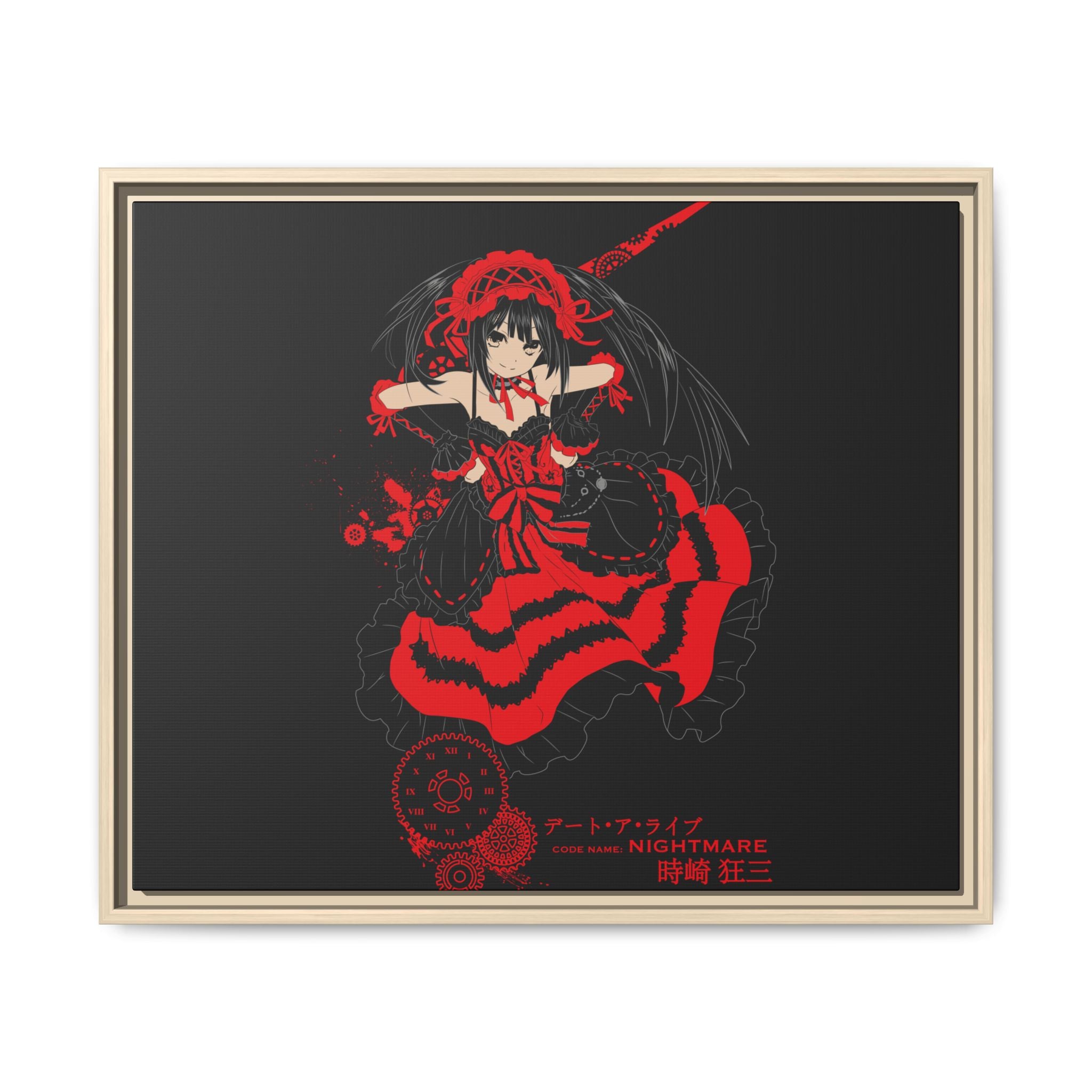Anime Warrior Red Black Matte Canvas Print — Framed Wall Art