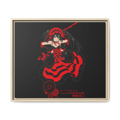 Anime Warrior Red Black Matte Canvas Print — Framed Wall Art