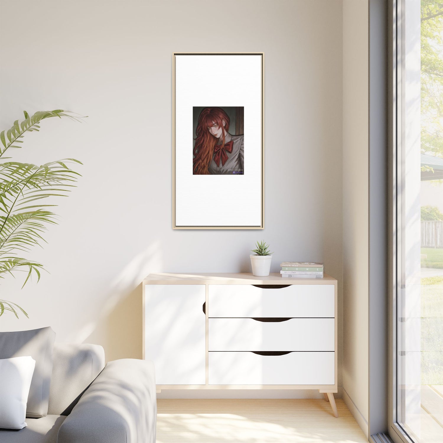 Framed Matte Canvas Print — Gothic Redhead Portrait