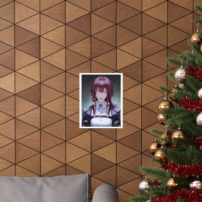 Anime Portrait Poster — Moody Red‑Haired Character Matte Vertical Art Print