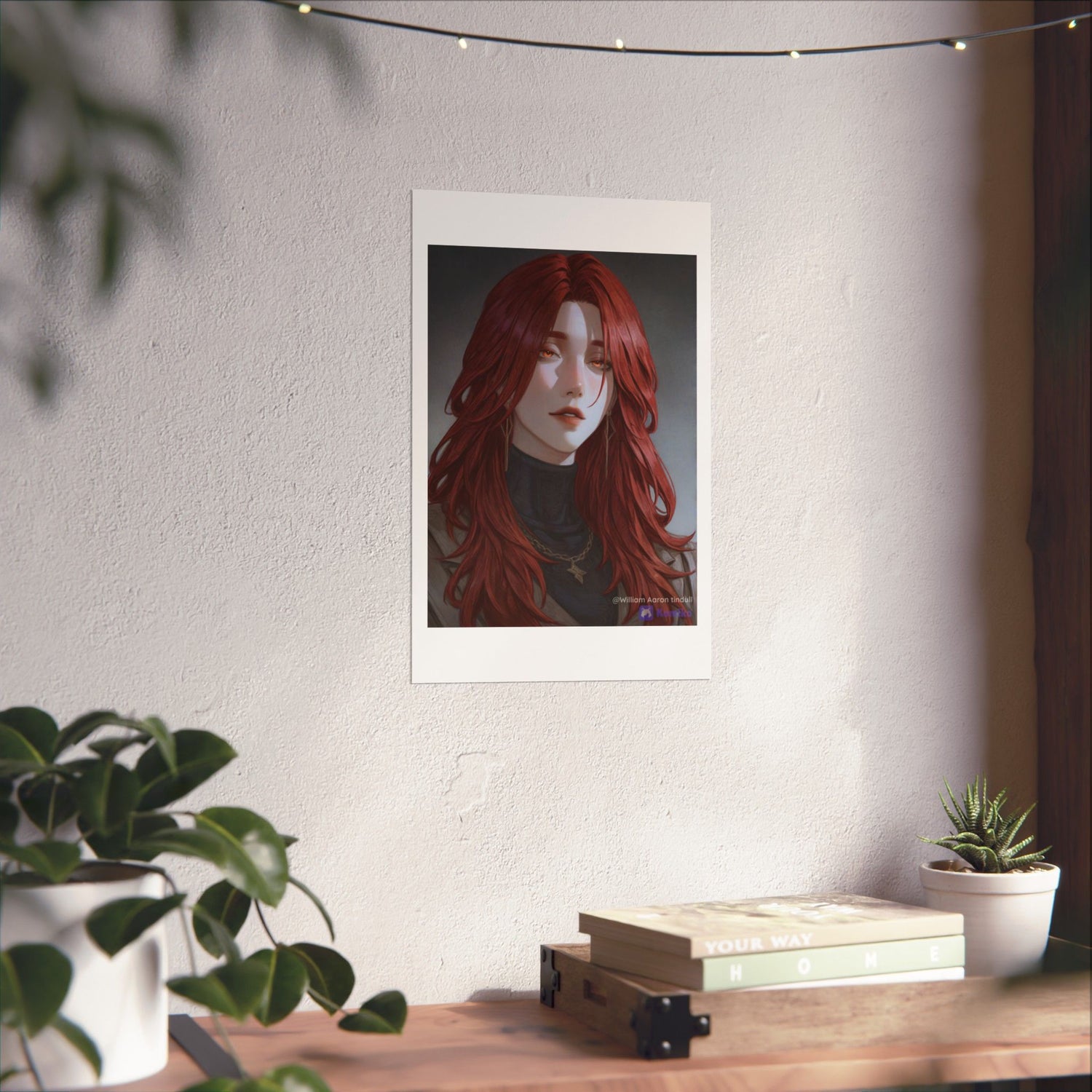 Red-Haired Muse Matte Vertical Poster — Moody Portrait Art Print