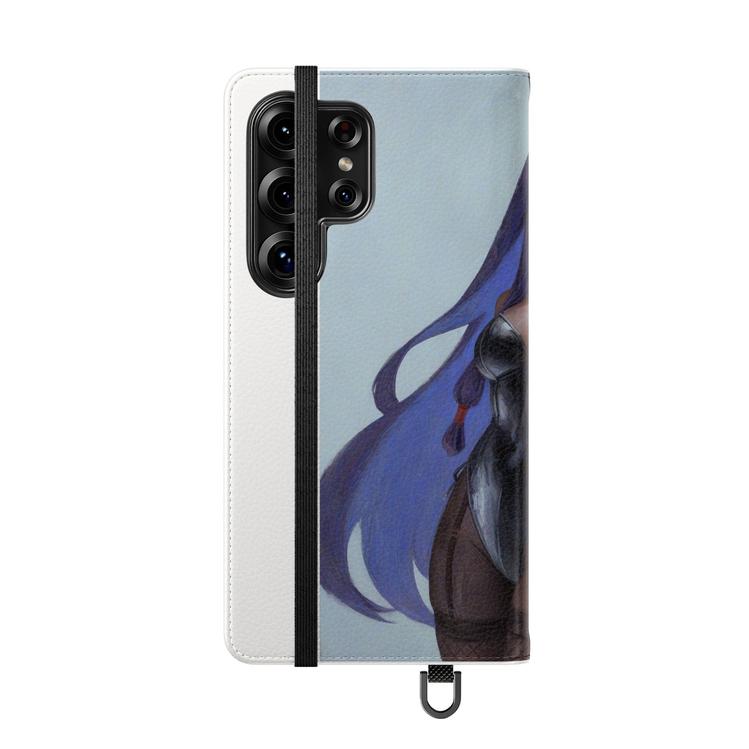 Anime Bunny Girl Flip Case - Purple Long-Haired Character Phone Wallet