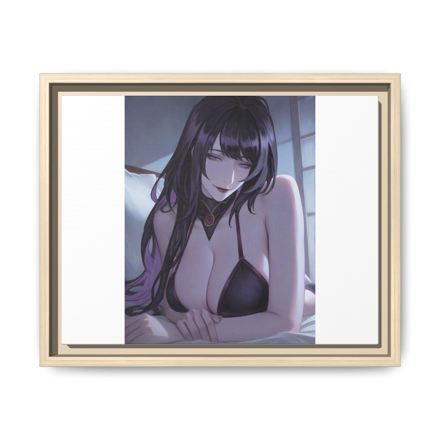Framed Matte Canvas Print — Moody Anime Woman Portrait