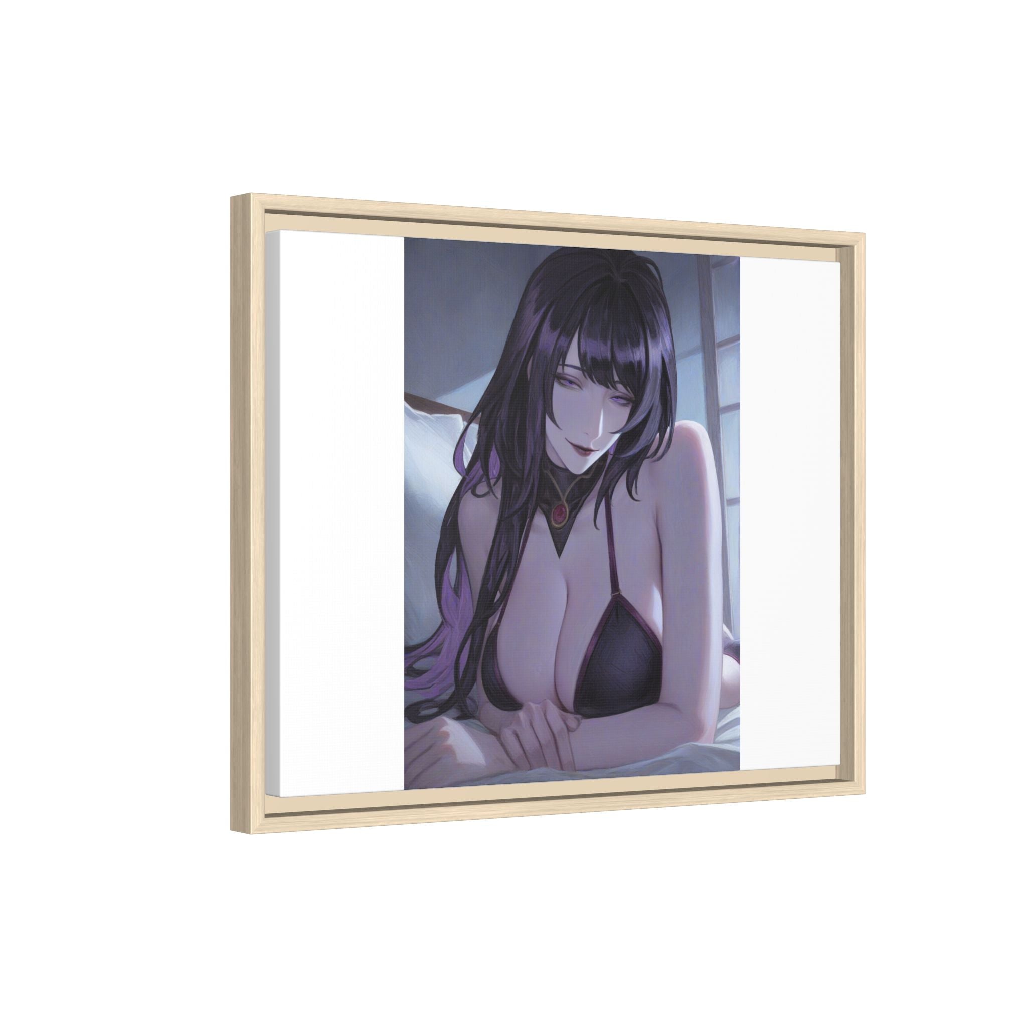 Framed Matte Canvas Print — Moody Anime Woman Portrait