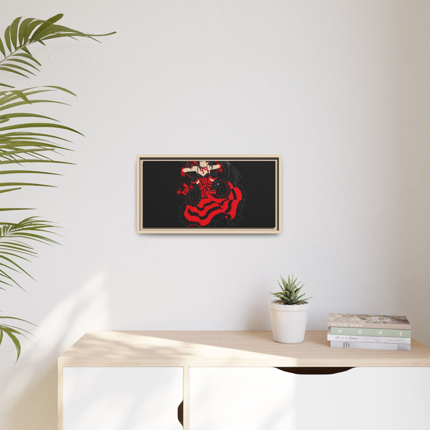 Anime Warrior Red Black Matte Canvas Print — Framed Wall Art