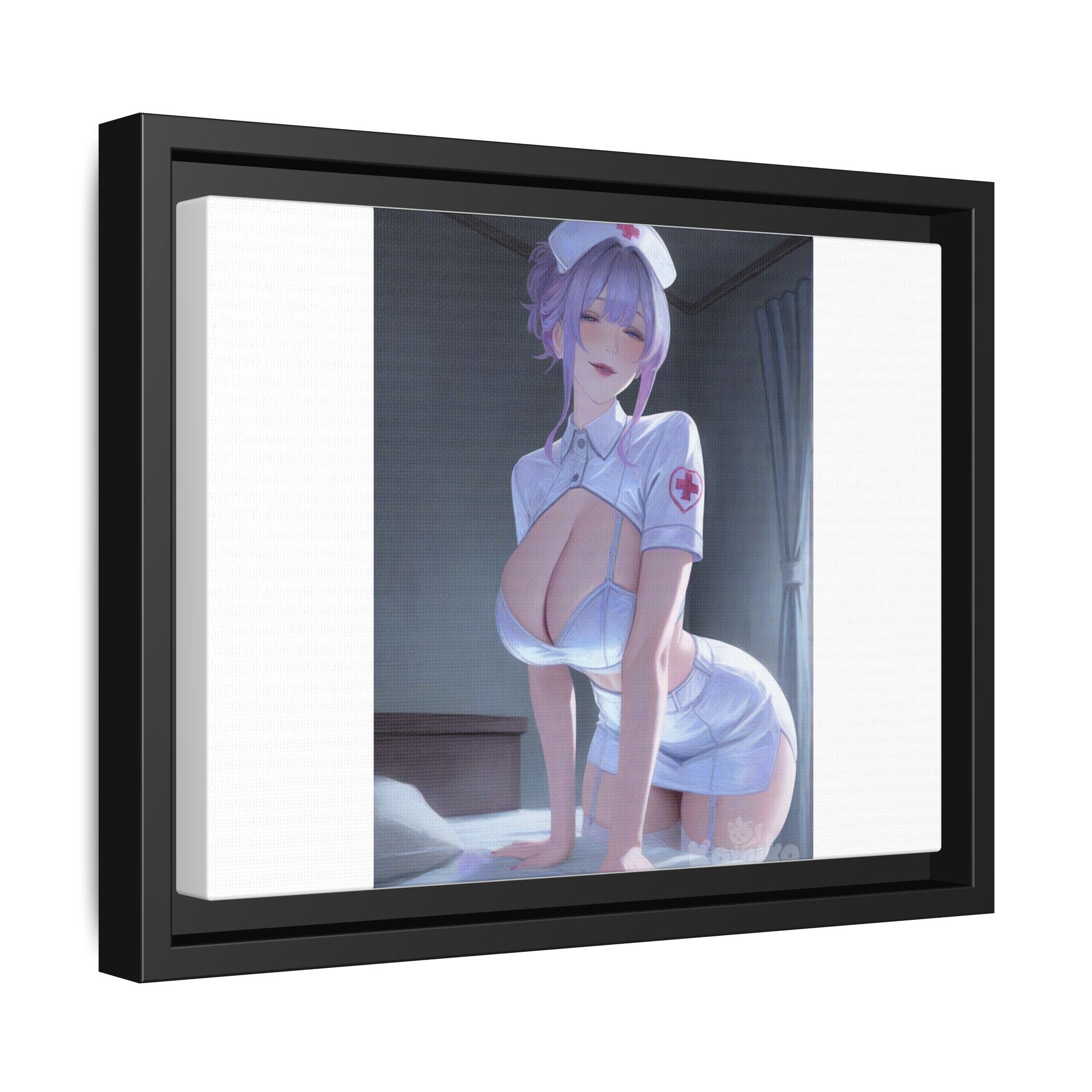 Sexy Anime Nurse Matte Canvas Print (Framed)