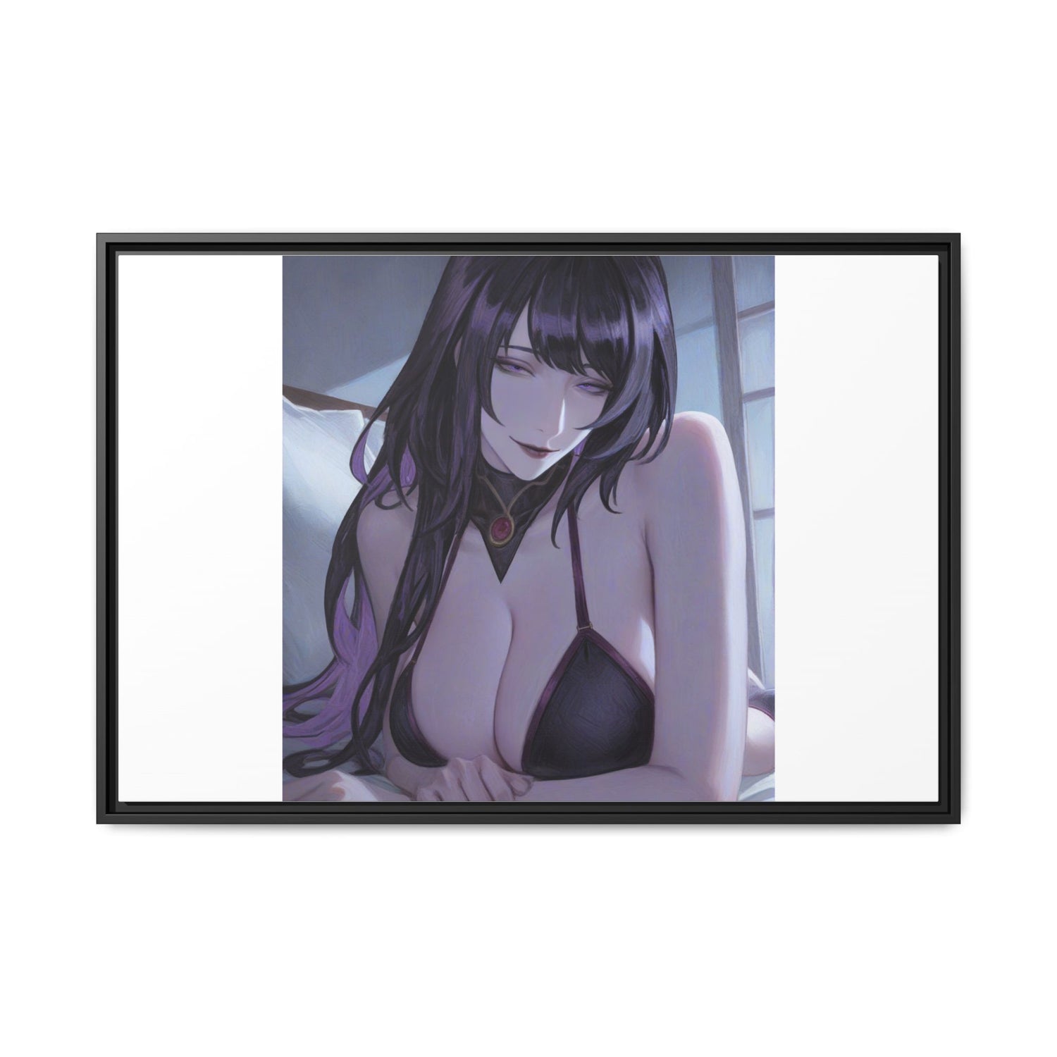 Framed Matte Canvas Print — Moody Anime Woman Portrait