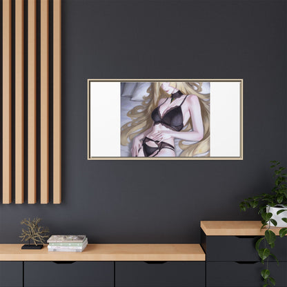 Framed Matte Canvas Print — Sleepy Blonde Anime Pinup