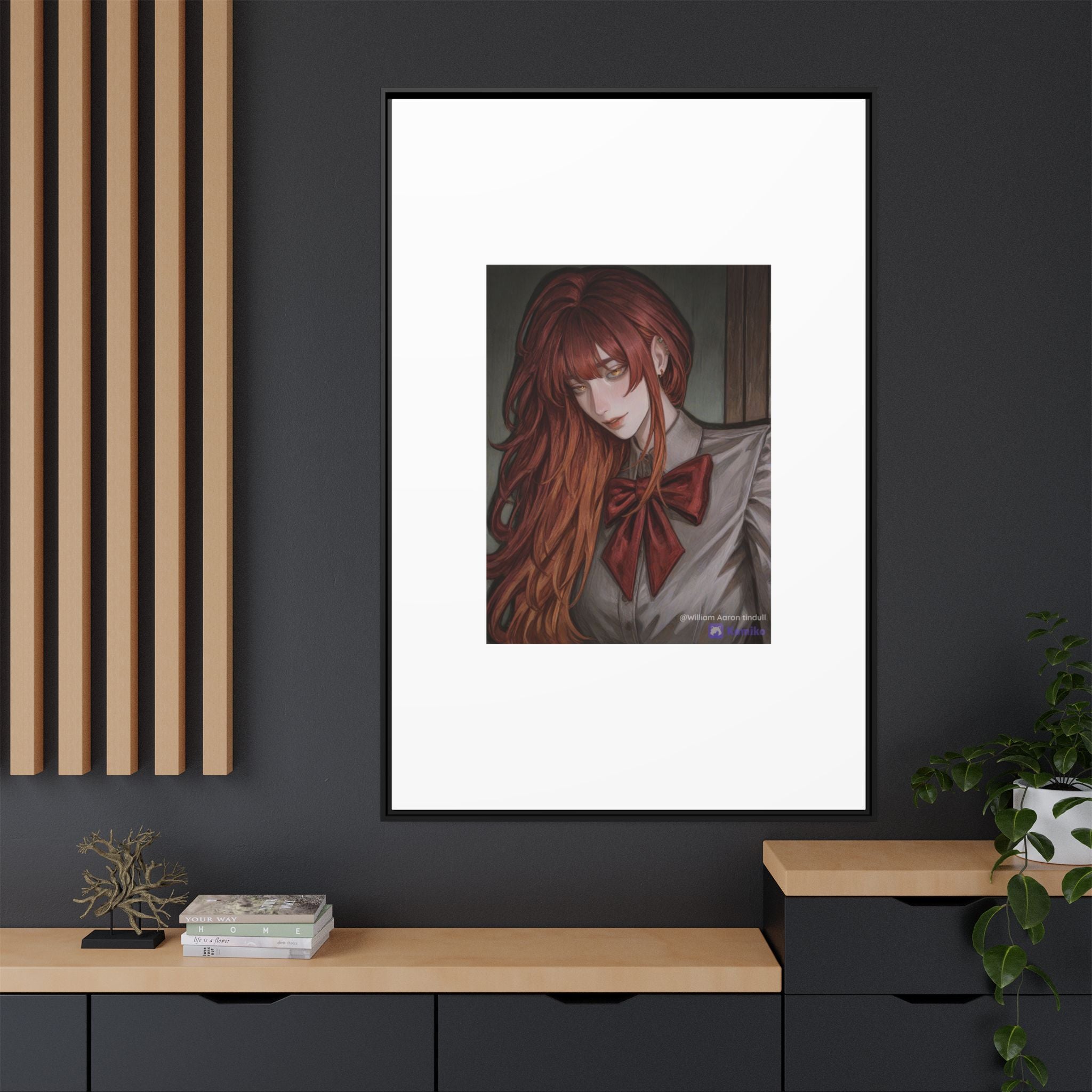 Framed Matte Canvas Print — Gothic Redhead Portrait