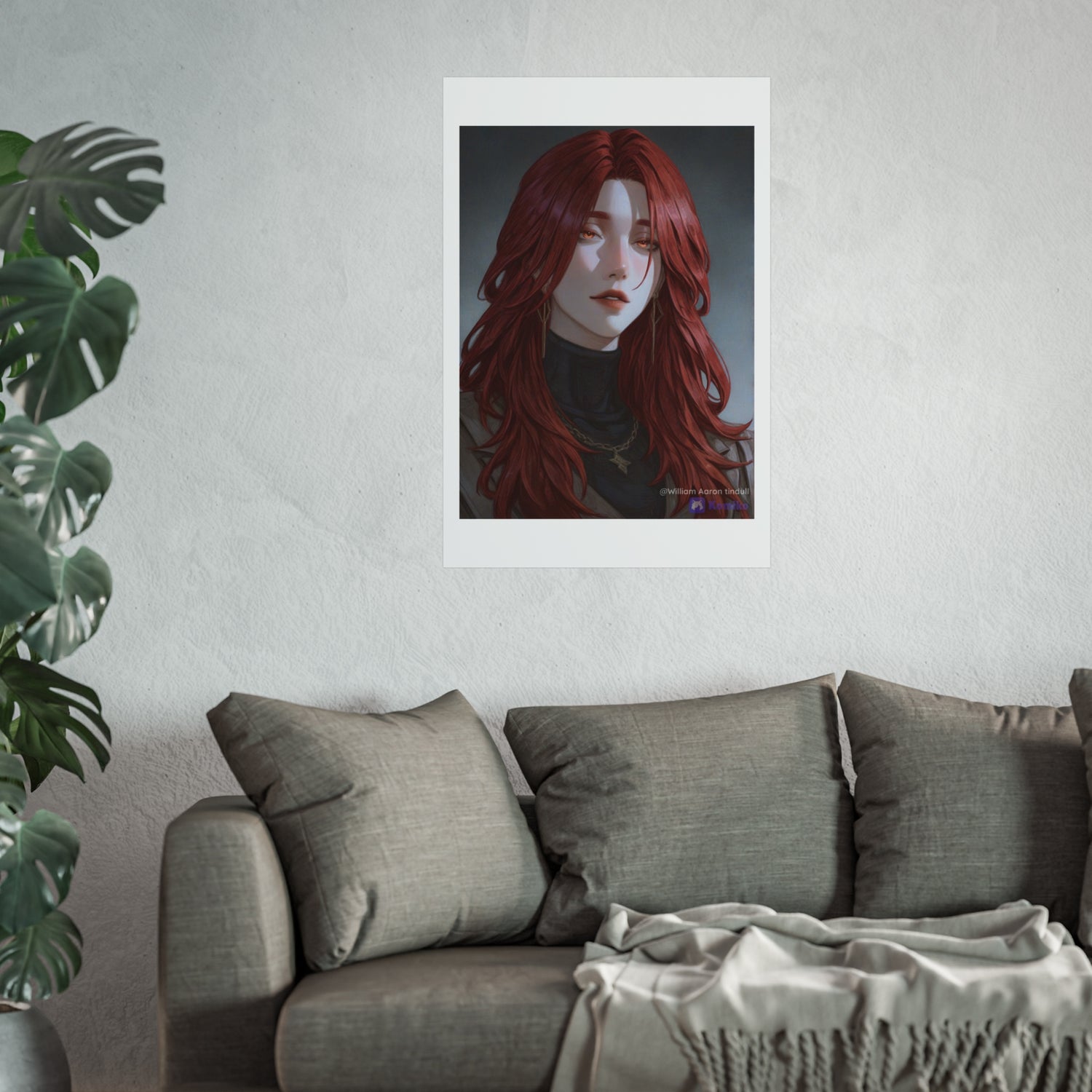 Fine Art Poster — Red-Haired Gothic Portrait, Moody Decorative Wall Art