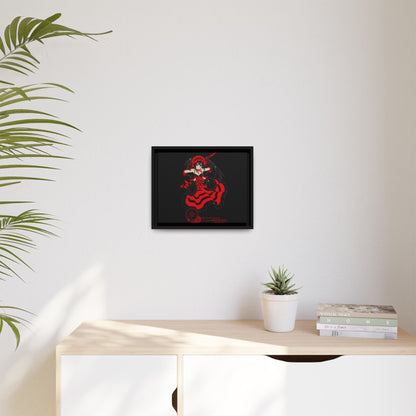 Anime Warrior Red Black Matte Canvas Print — Framed Wall Art