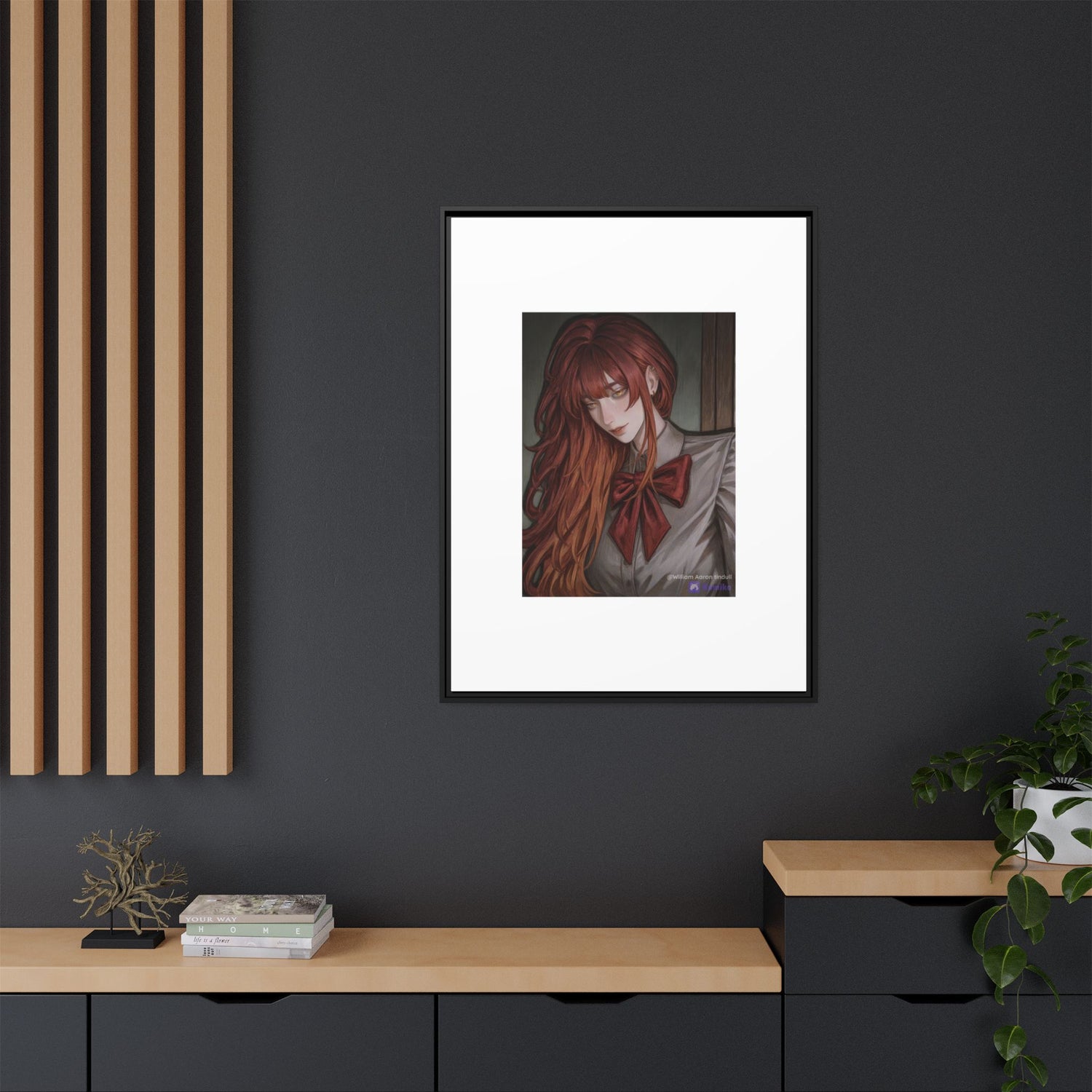 Framed Matte Canvas Print — Gothic Redhead Portrait