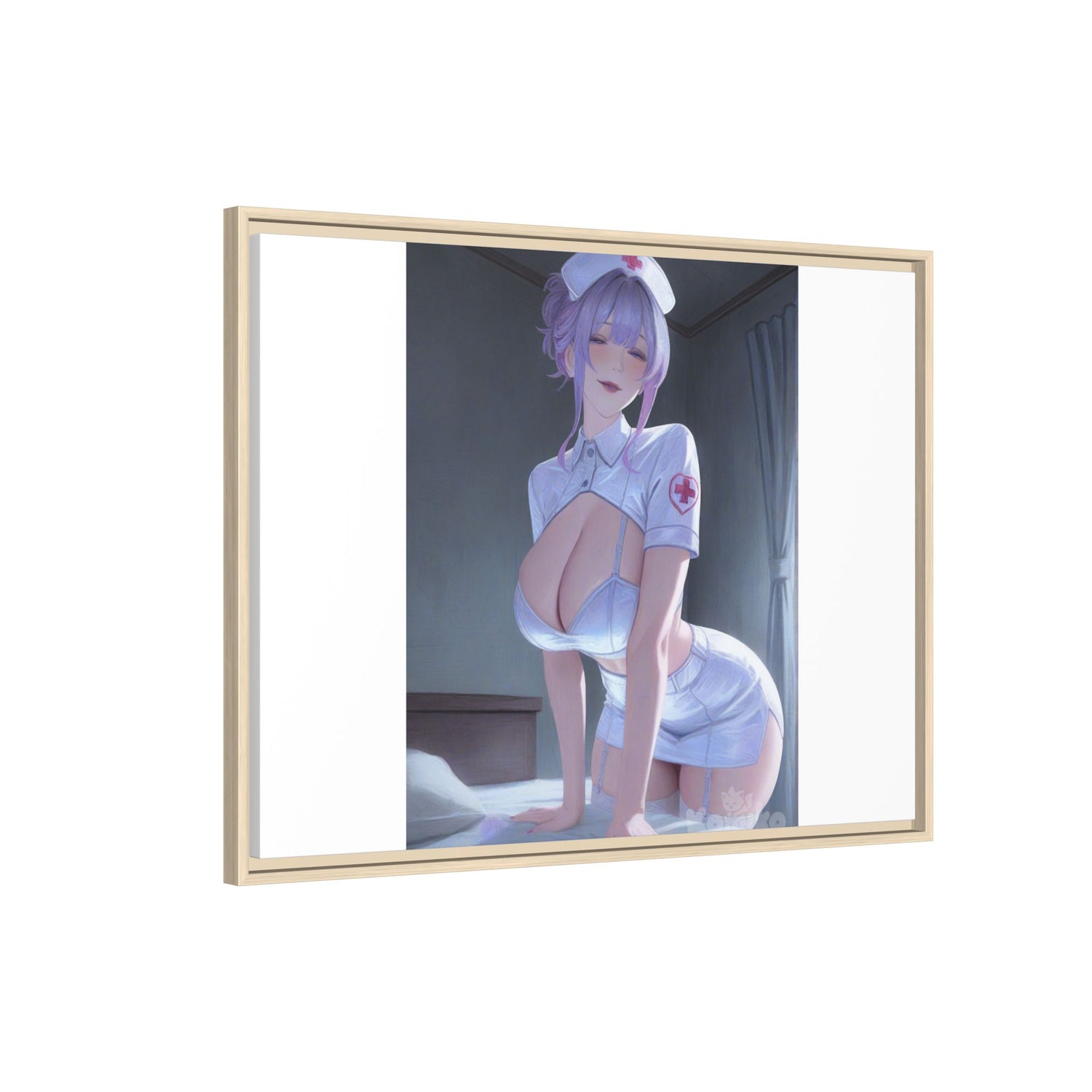 Sexy Anime Nurse Matte Canvas Print (Framed)