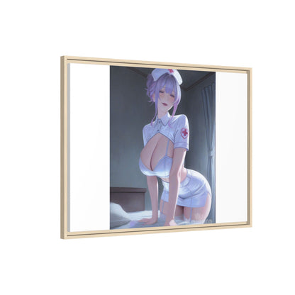 Sexy Anime Nurse Matte Canvas Print (Framed)