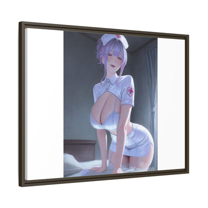 Sexy Anime Nurse Matte Canvas Print (Framed)