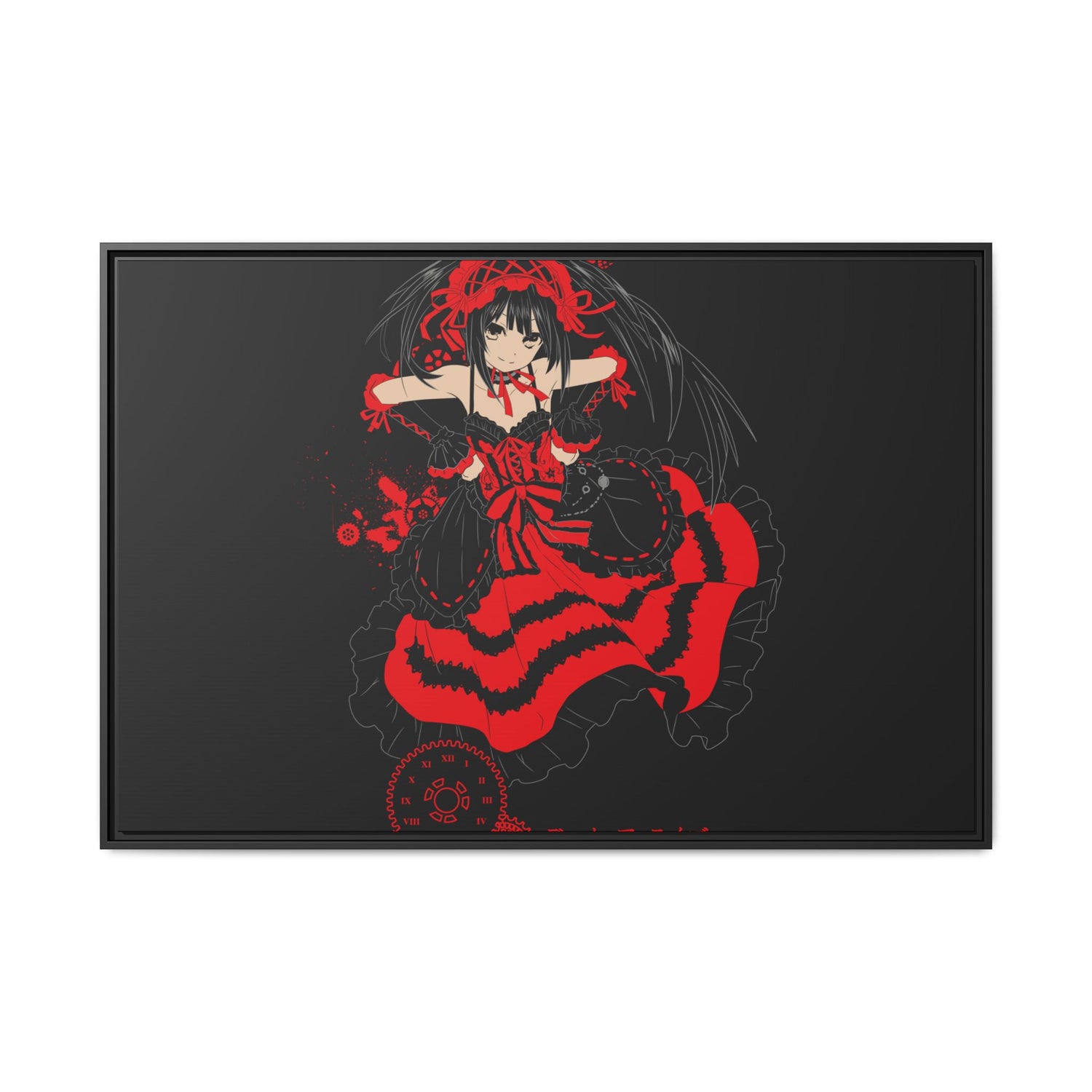 Anime Warrior Red Black Matte Canvas Print — Framed Wall Art