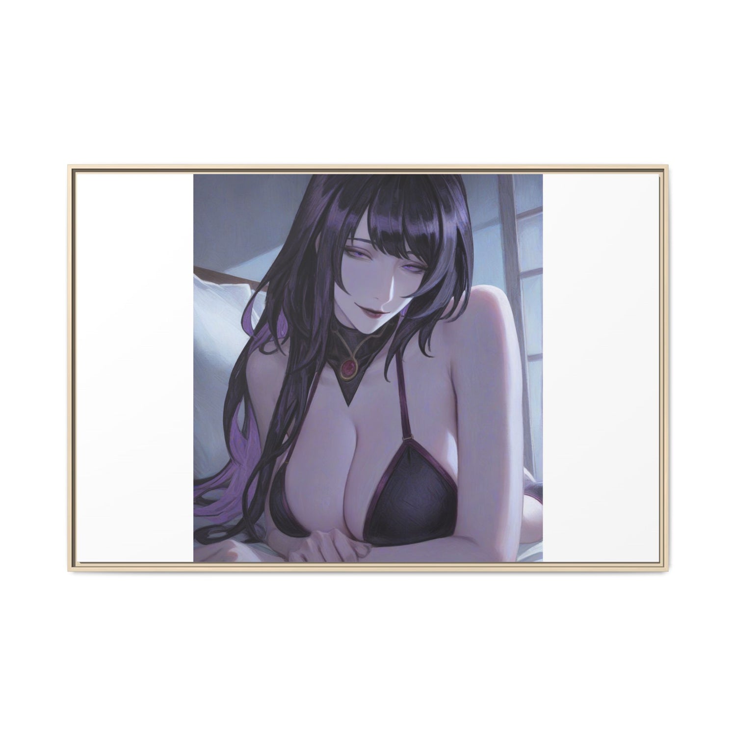 Framed Matte Canvas Print — Moody Anime Woman Portrait